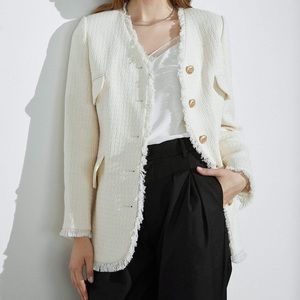 Paloma Ivory Tweed Oversized Jacket/ Blazar